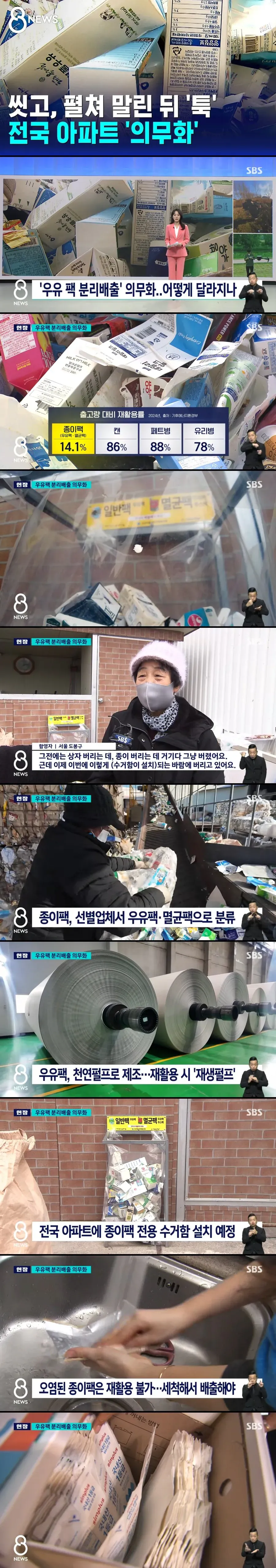 올해 전국에서 의무화 한다는 우유팩 분리배출