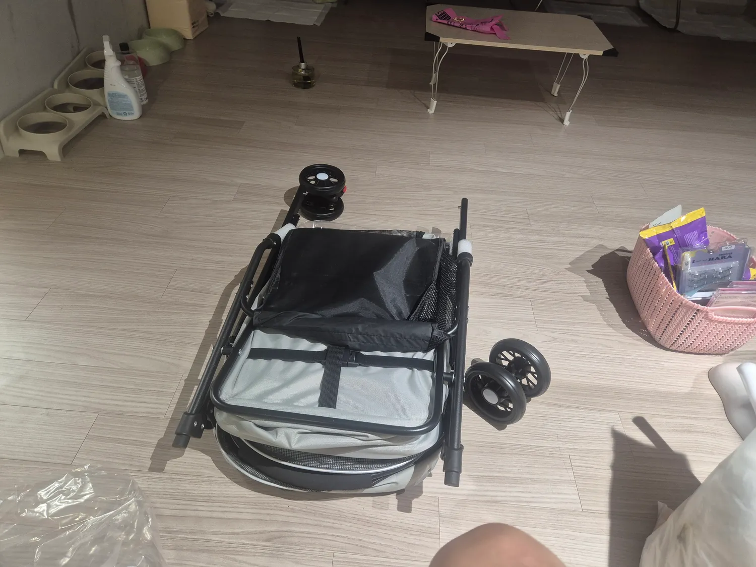 내일강쥐들병원가야되서 완제품유모차시켯는데