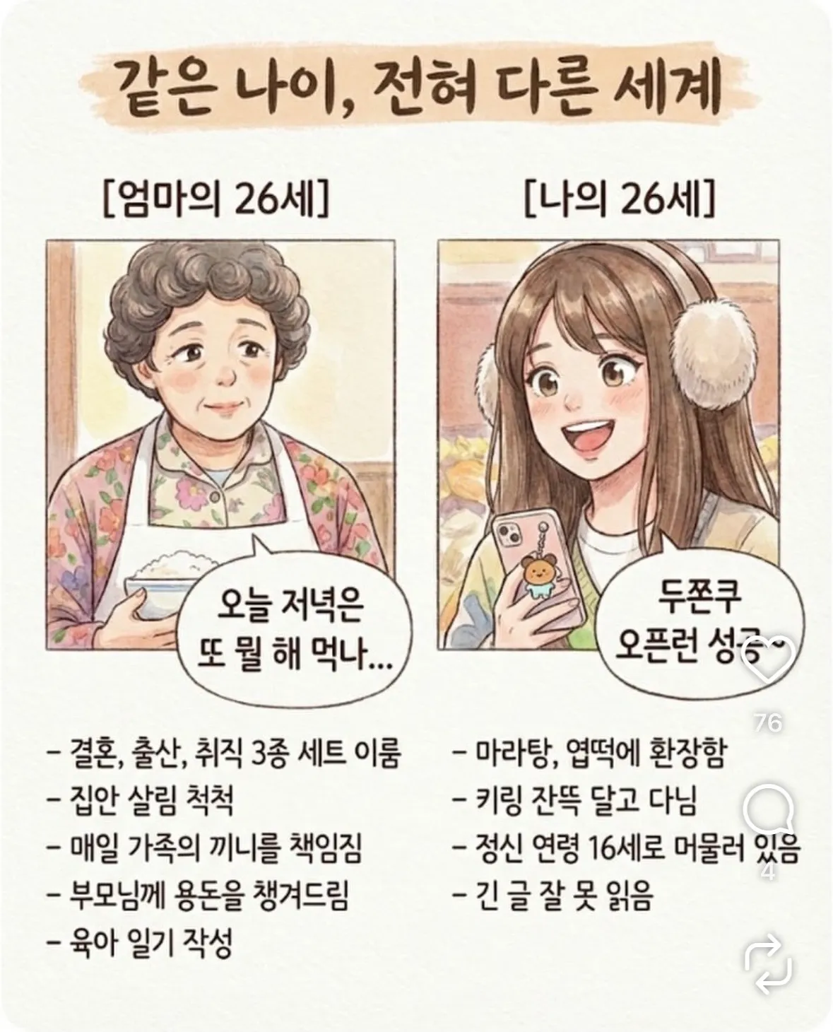 같은 나이 전혀 다른 세계