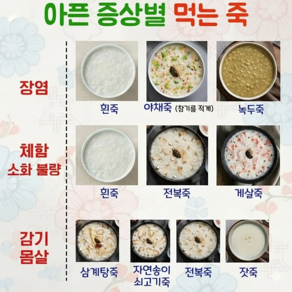아픈 증상별 먹는 죽