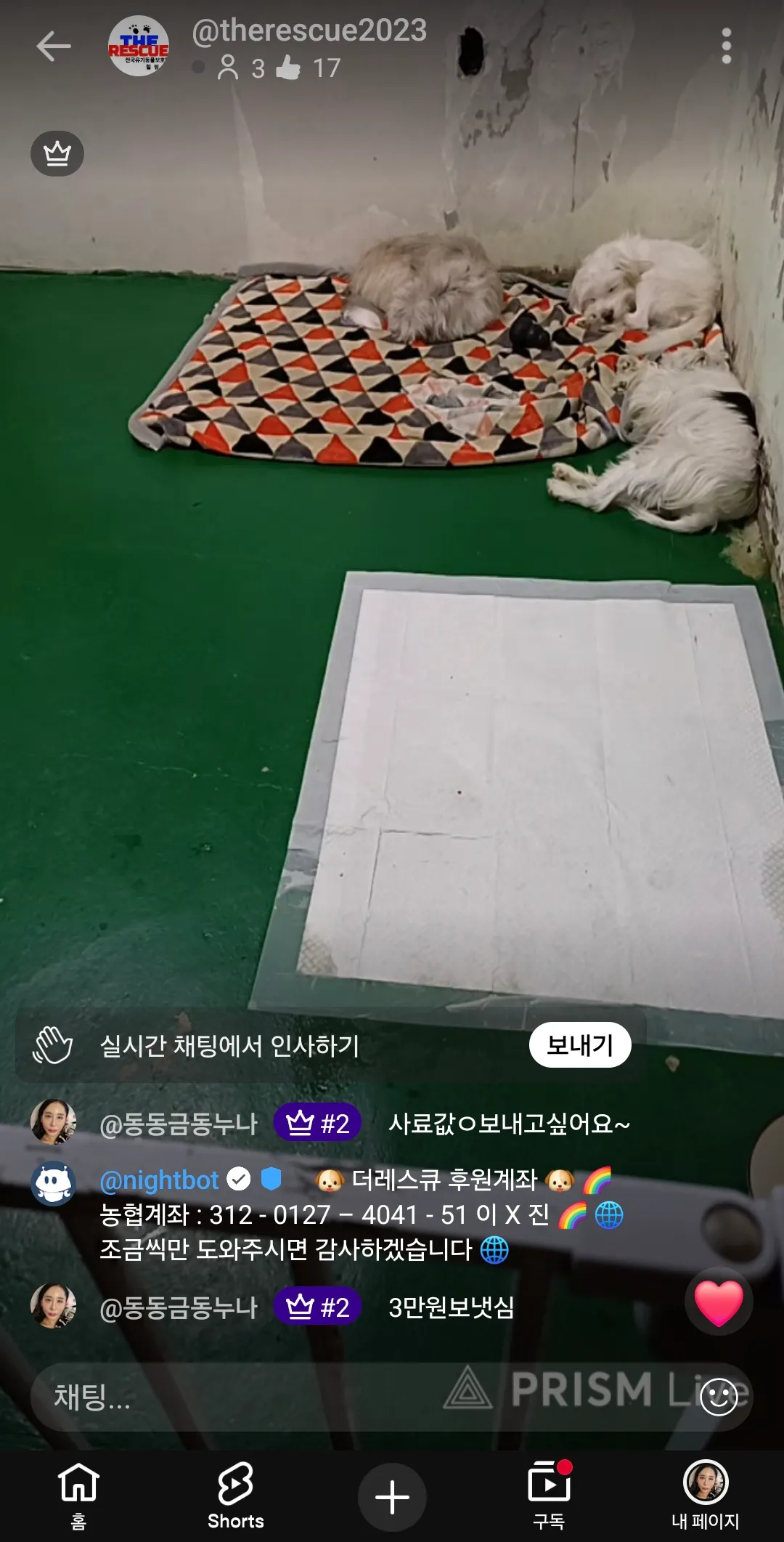 유기견센타 사료값3만원후원