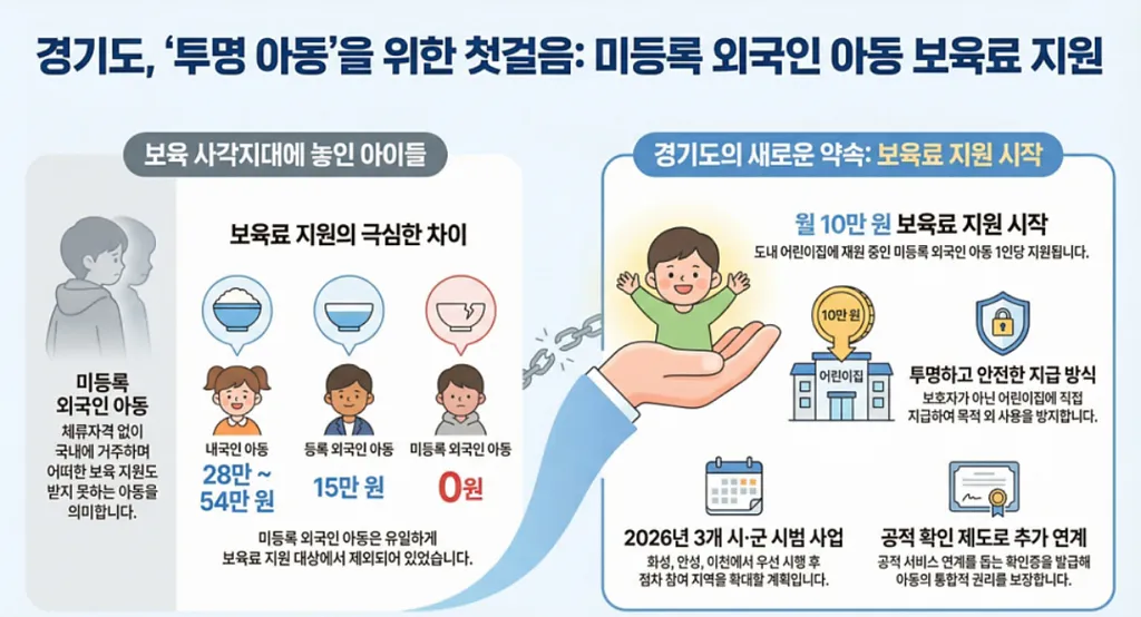 26년부터 불법체류자 아동 월 10만원 지원...