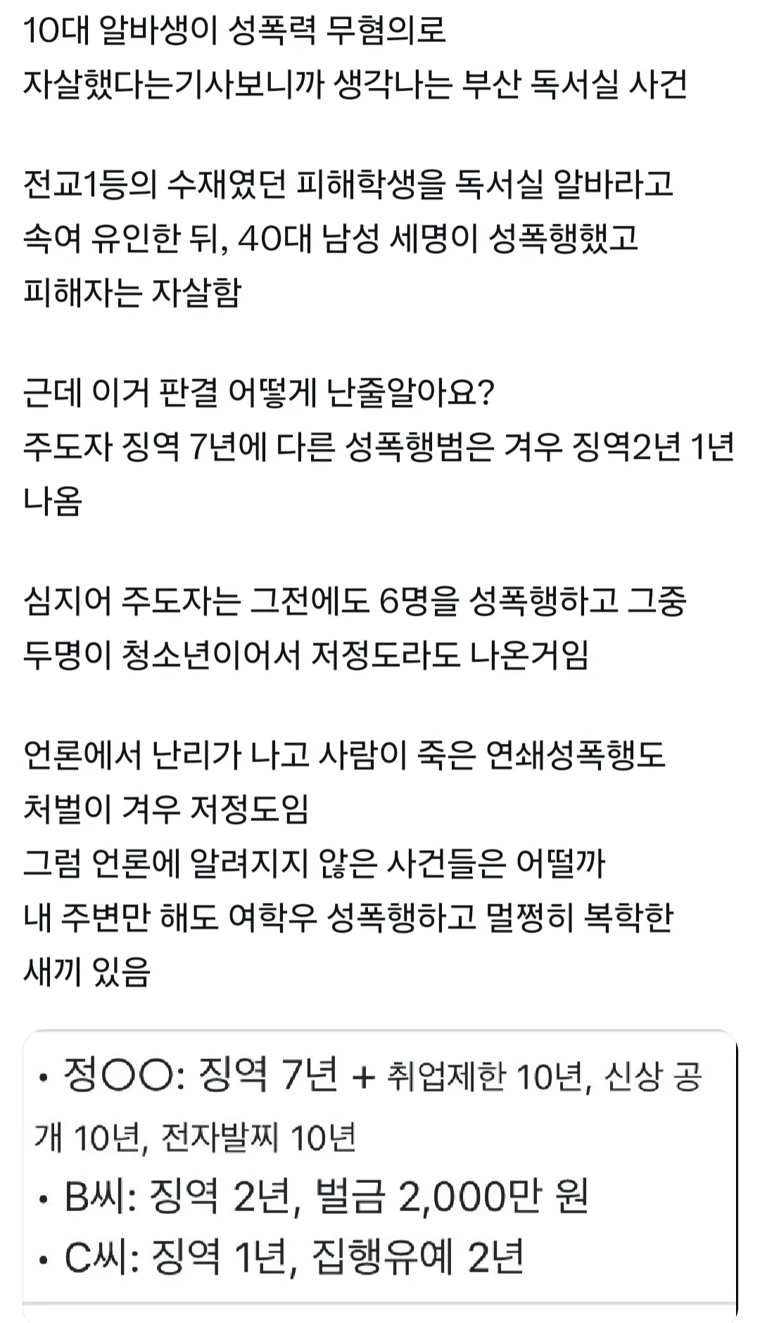 부산 독서실 사건 판결