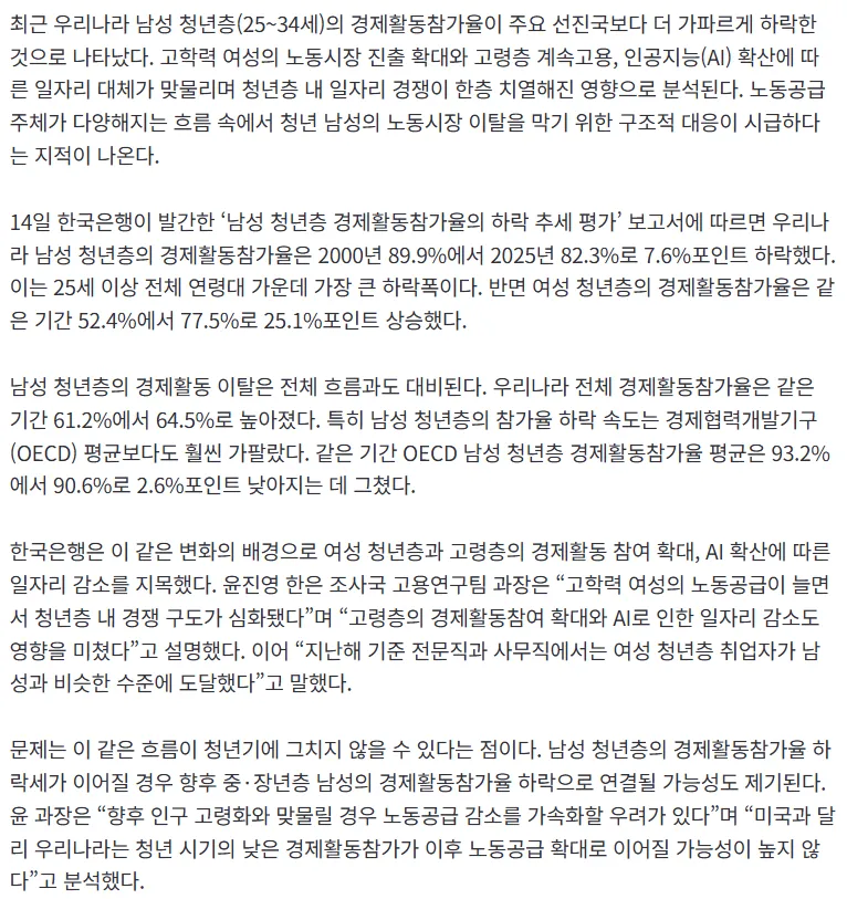 고학력 여성에 밀려 일터에서 사라지는 2030 남성들3