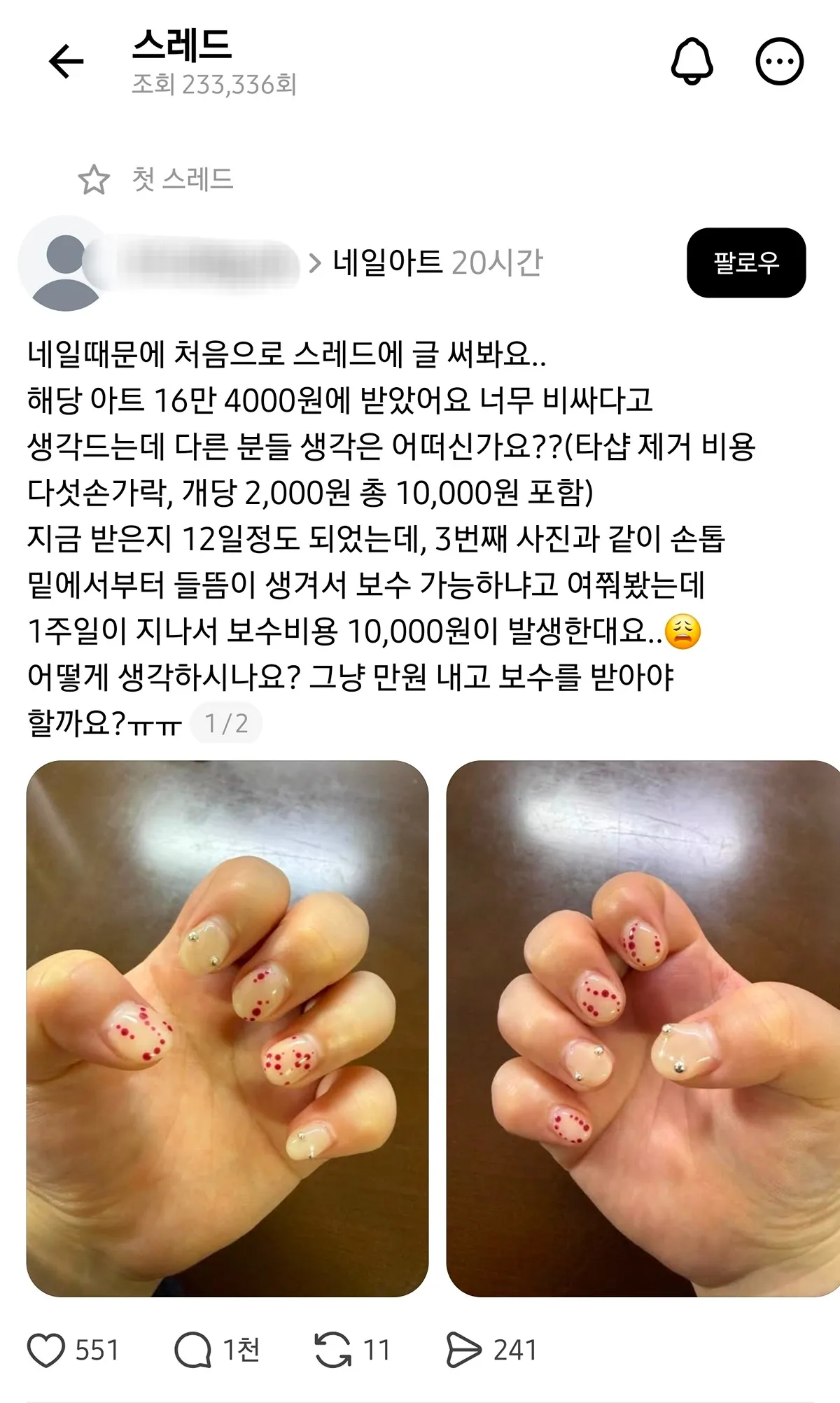 16만4천원 짜리 네일아트