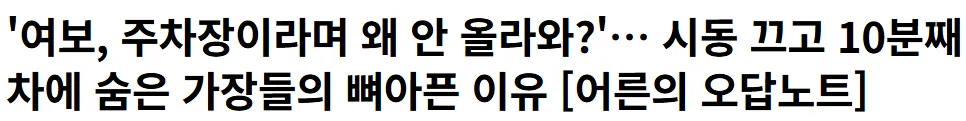 10분째 차에 숨은 가장들의 뼈아픈 이유 ㅇㅈㄹ ㅋㅋ