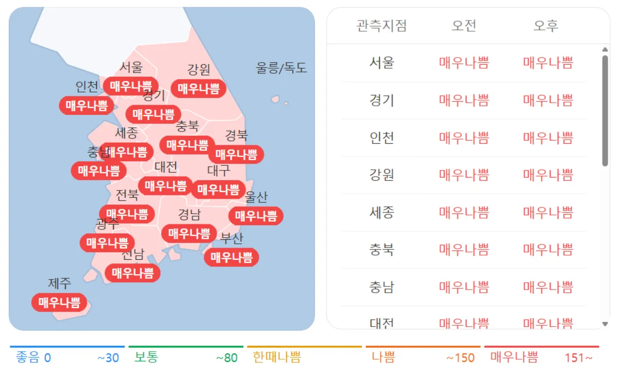 오늘 미세먼지 이거 맞나요??