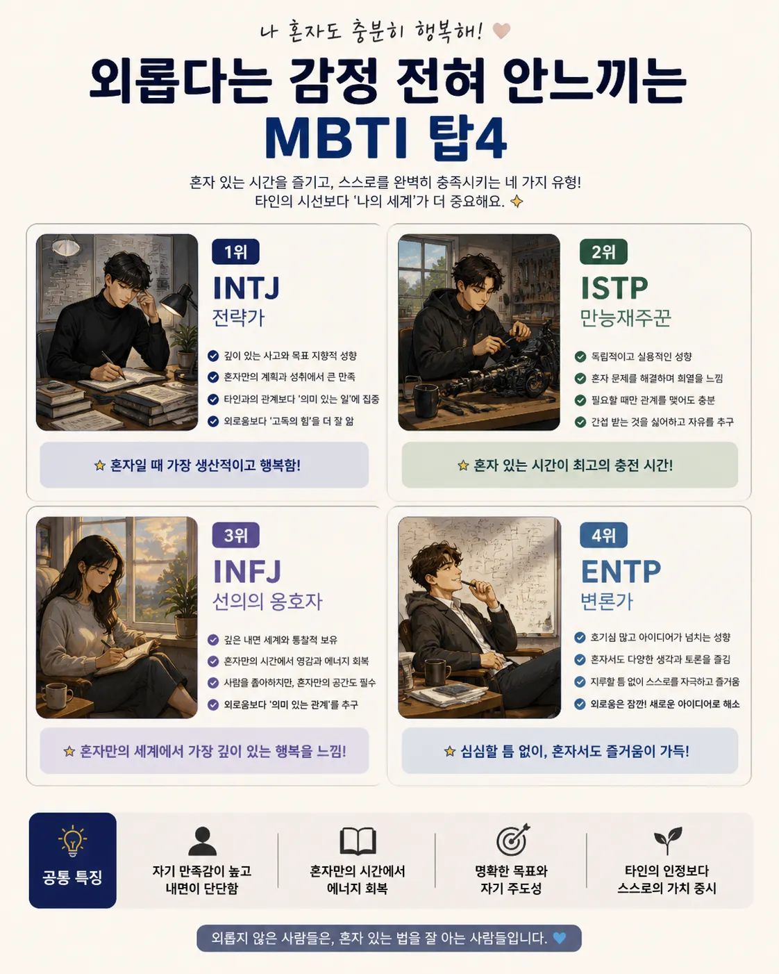 외롭다는 감정 모르는 MBTI