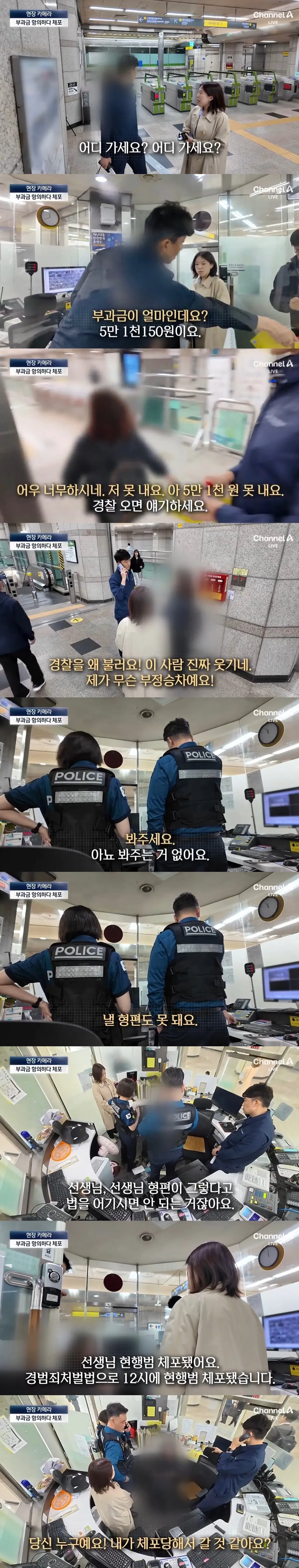 지하철 부정승차 하다가 벌금 내는 당하는 사람들5