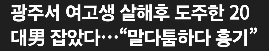 여고생 살해후 도주한 20대남자
