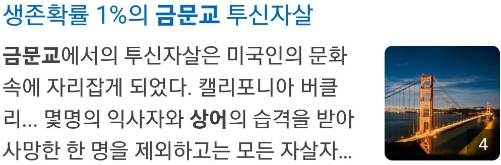 생존률1프로. 미국인들이 제일 자살많이한 대교5