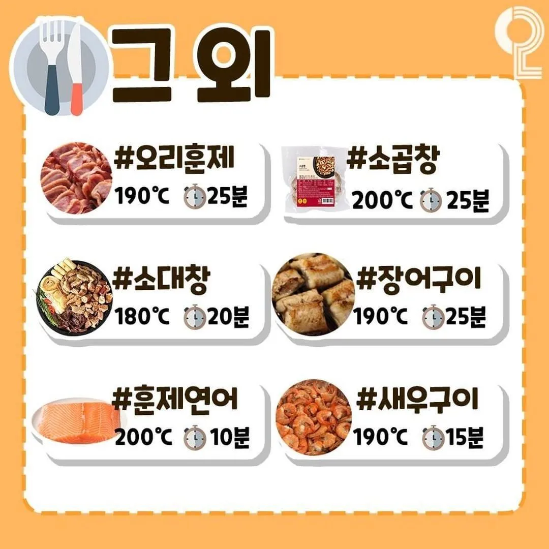 에어프라이어 레시피별 시간9