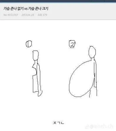 가슴 존나 없기 vs 가슴 존나 크기