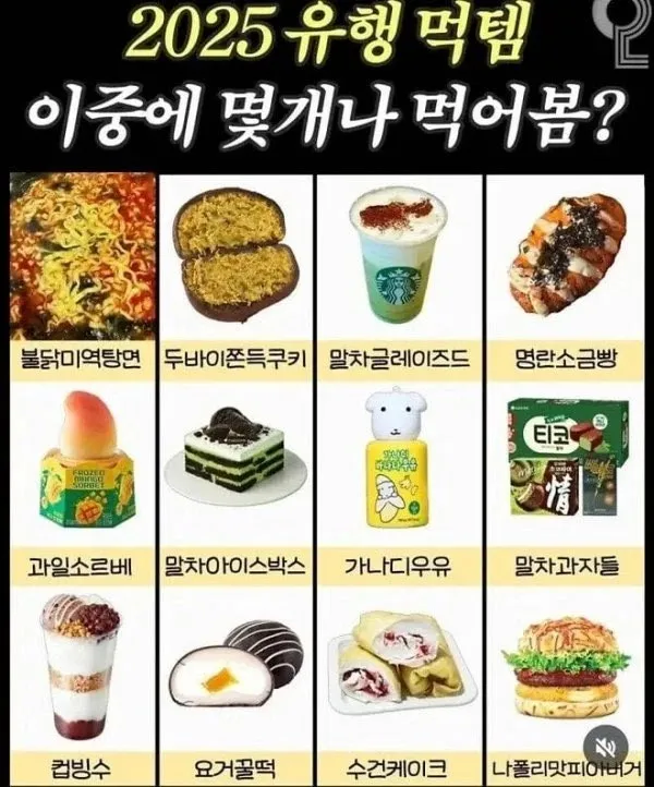 2025 유행 먹템 이중에 몇개나 먹어봄?