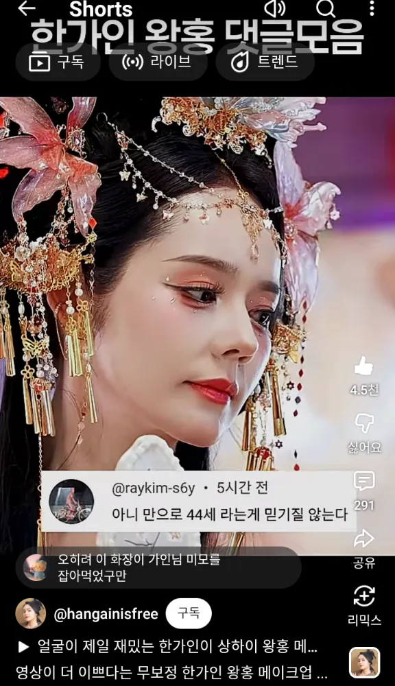 미친 한가인 왕홍 메컵