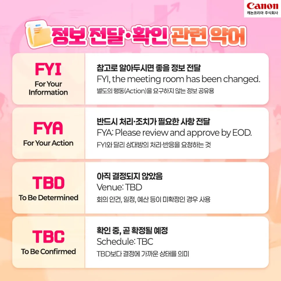 회사에서 쓰는 직장인 영어 약어 정리4