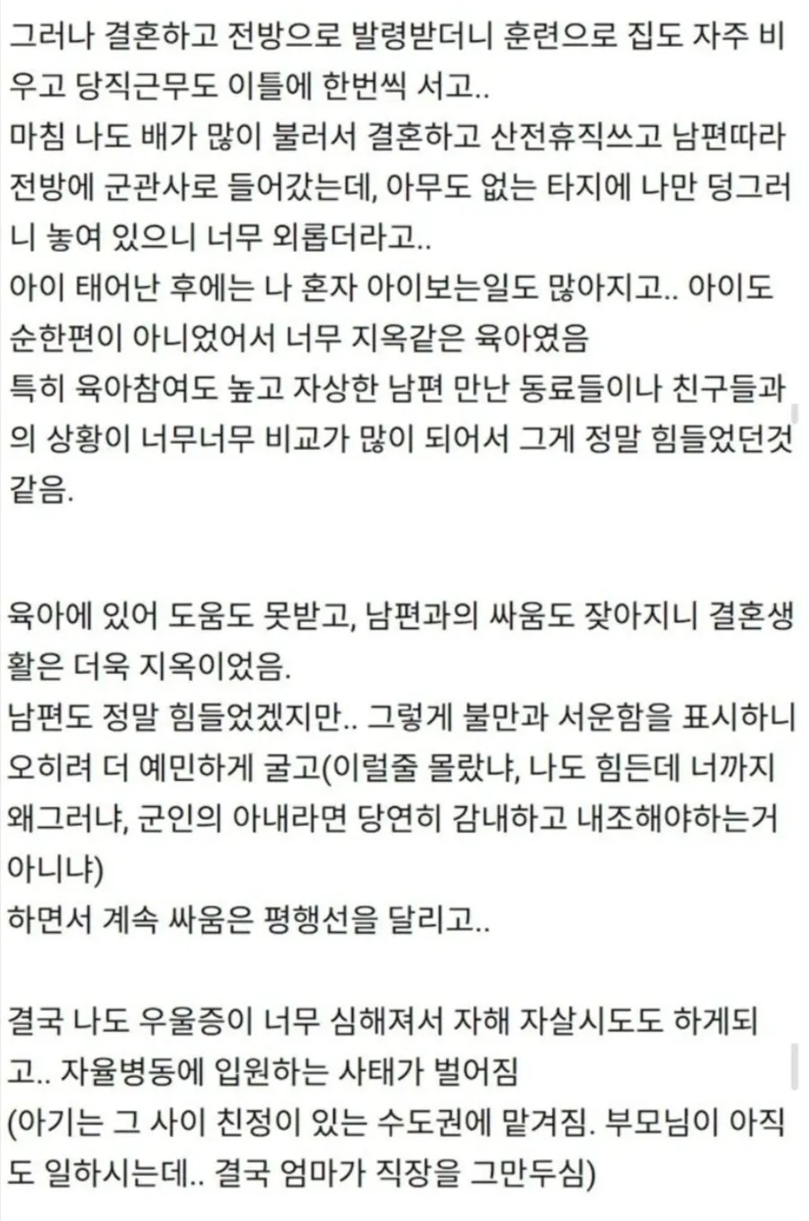 직업군인이랑 결혼했다가 양육권 포기하고 이혼함2