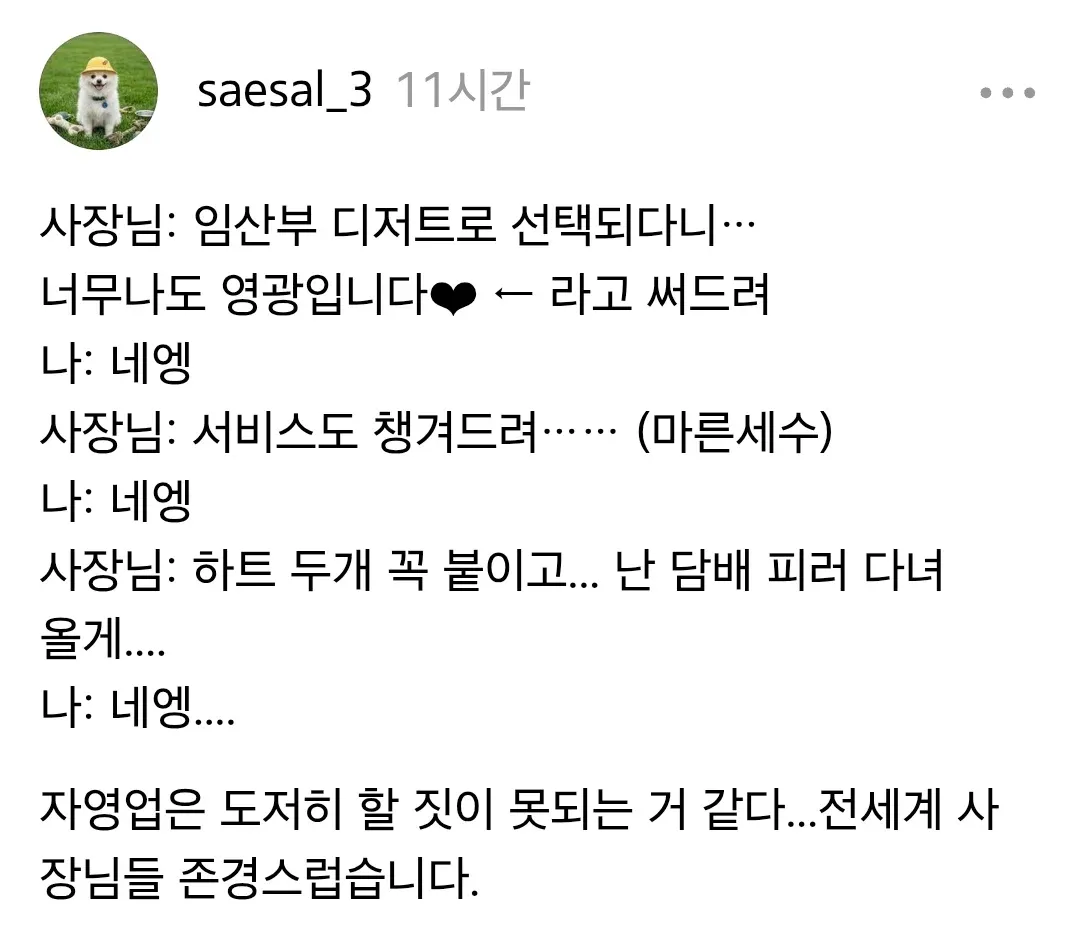 임산부 디저트로 선택되었습니다