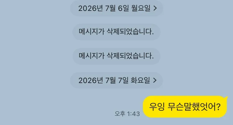 자꾸 메세지 지우는 새끼는 뭐에요?