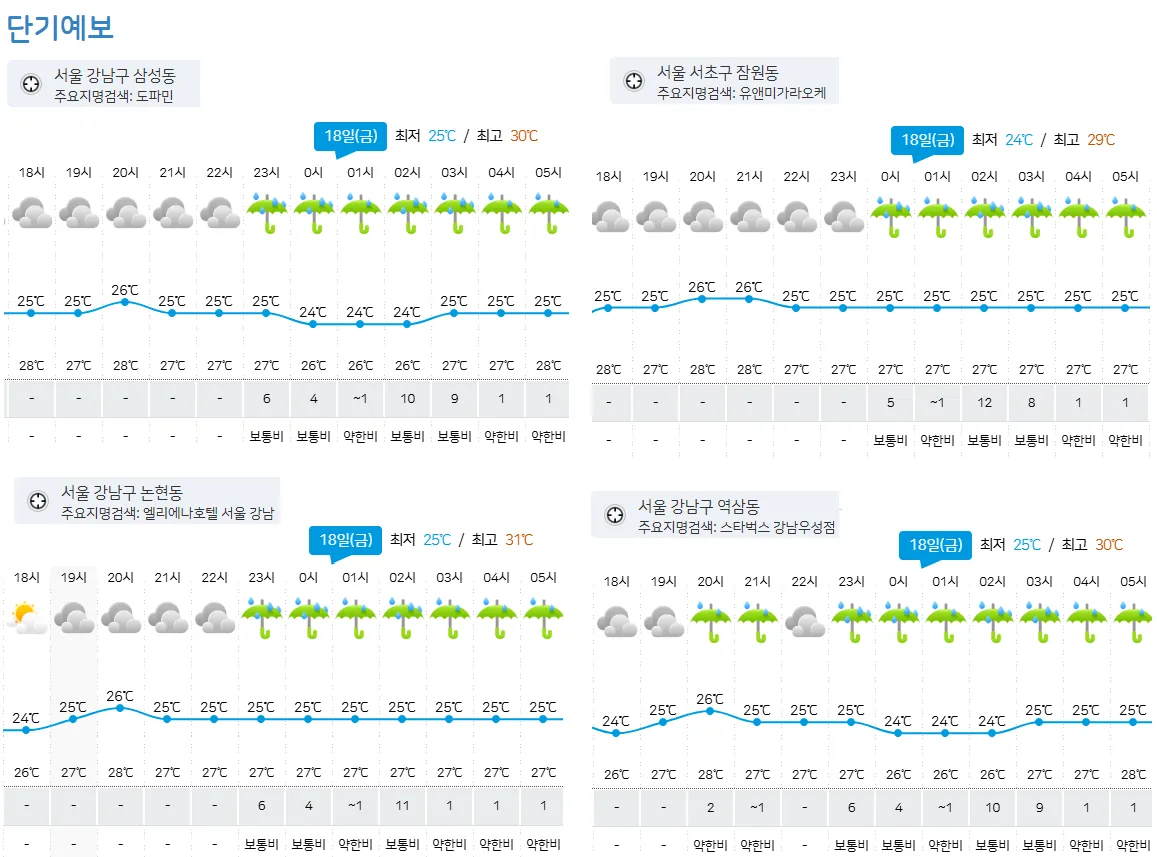 비가 너무 많이 오는 날 (단기예보)
