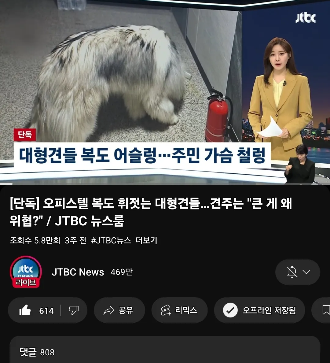 오피스텔 복도에 옆집이 개 풀어놔서 댓글