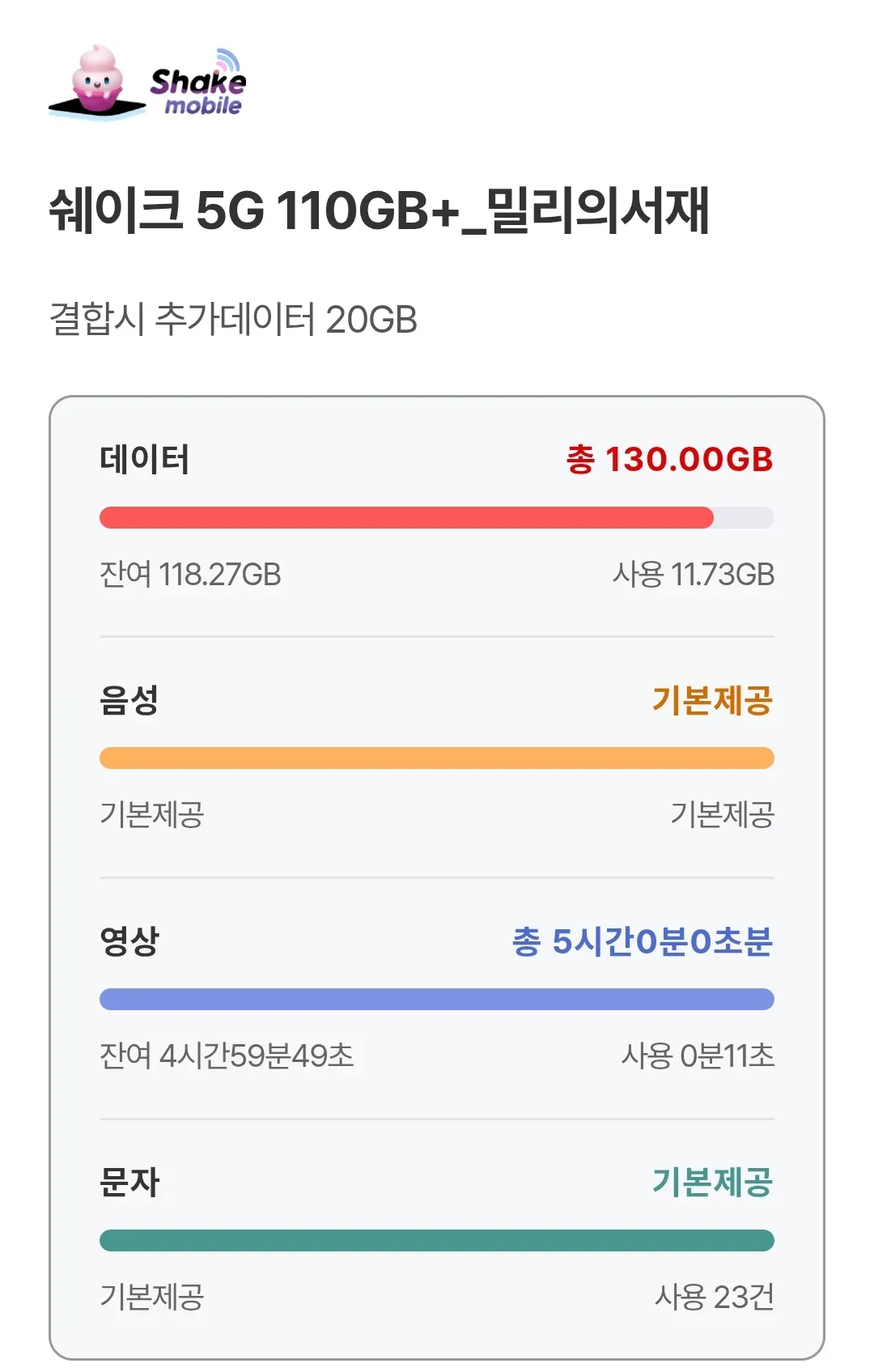 저 최근에 쉐이크인가 알뜰로 바깠는데