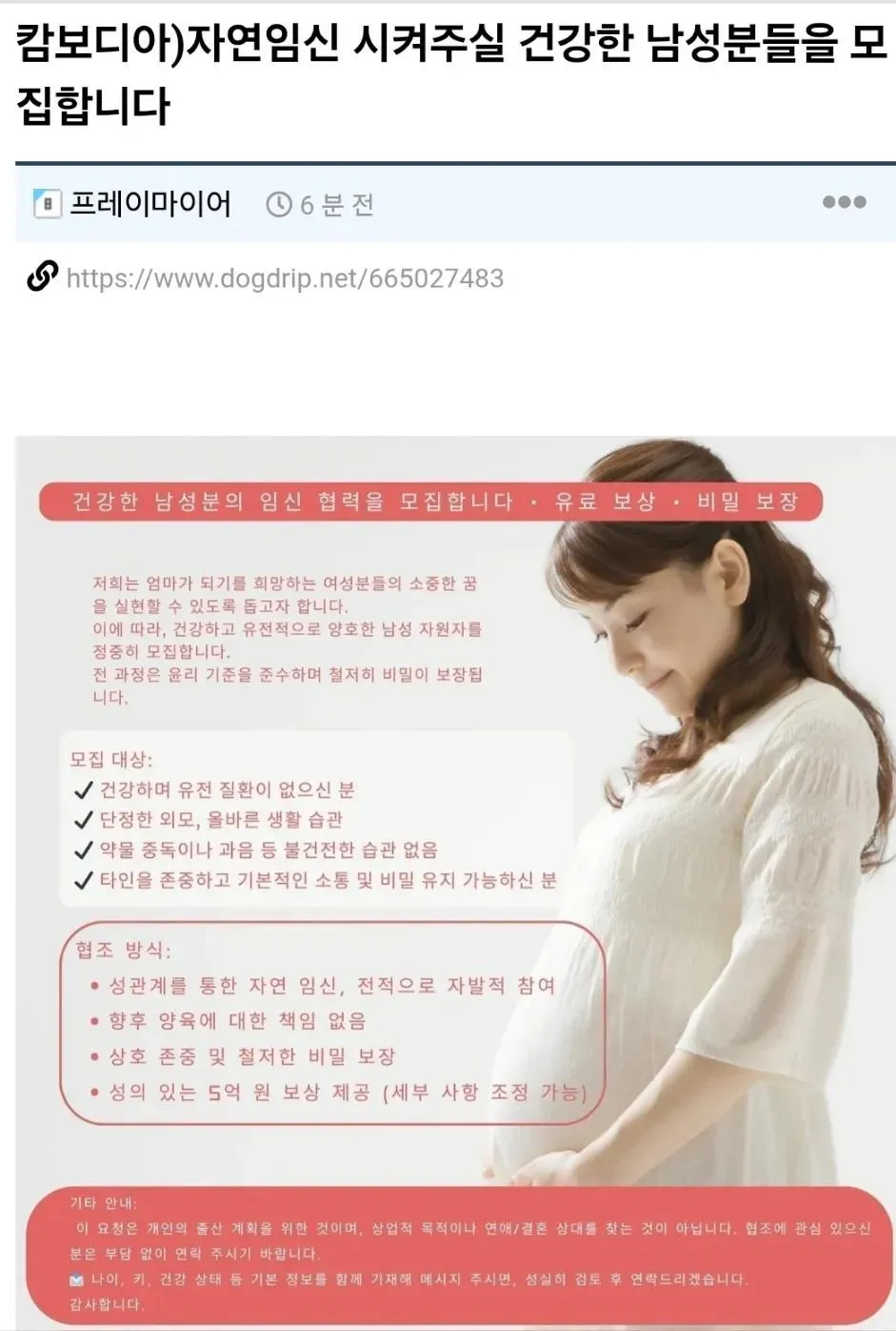 캄보디아 장기밀매 모집공고