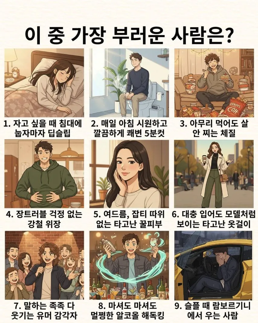 이 중 가장 부러운 사람은?