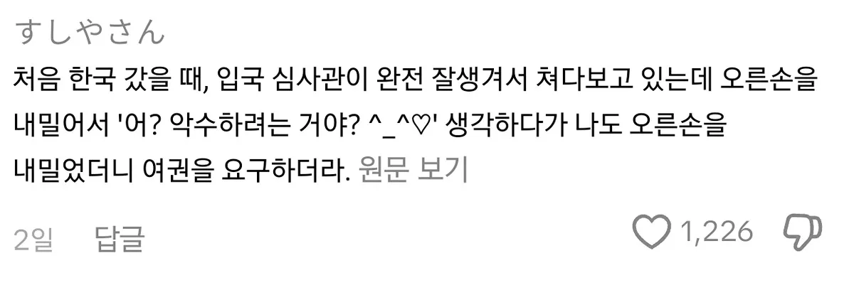 어떤 일본인의 한국 입국심사 후기