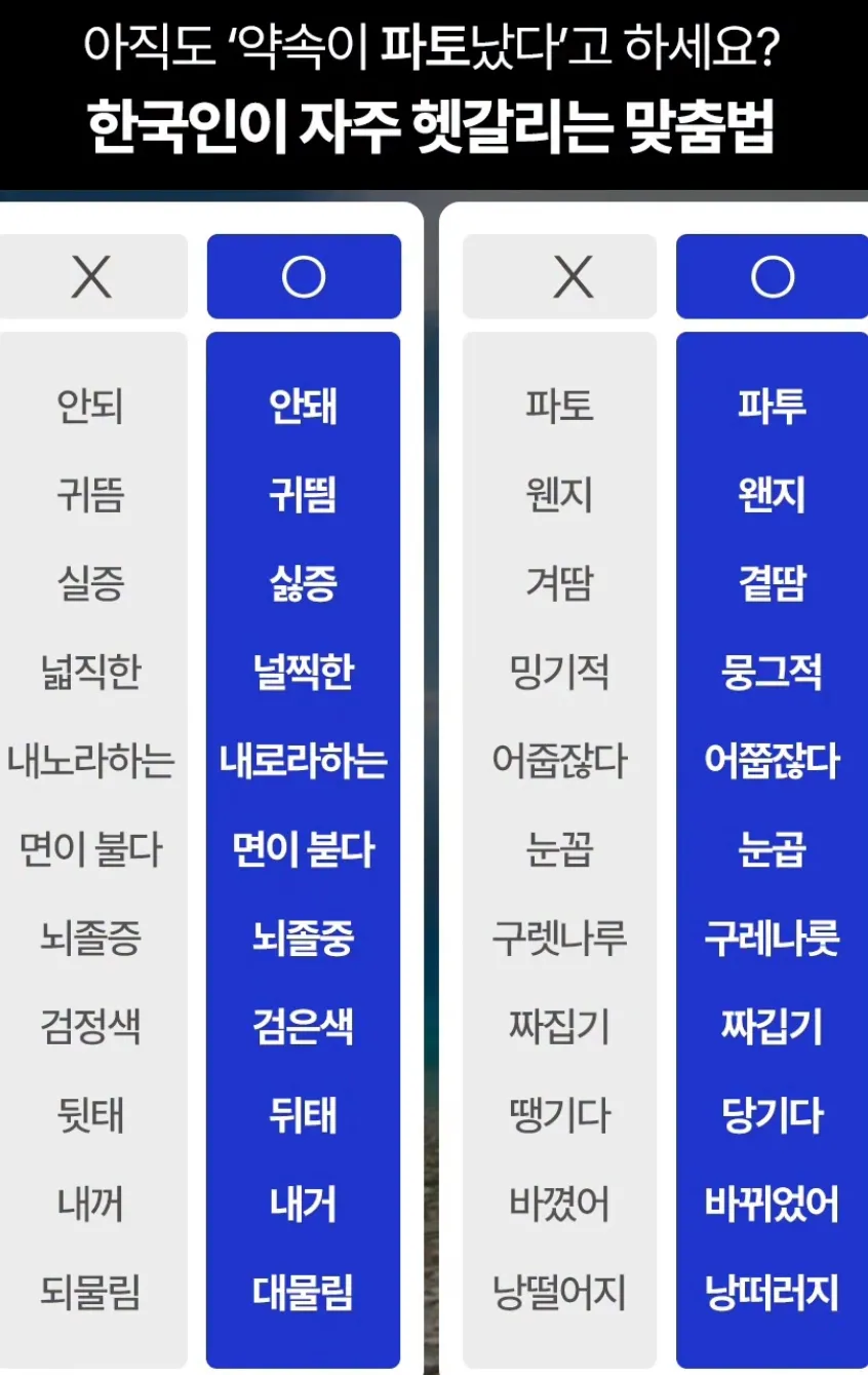 자주 헷갈리는 맞춤법