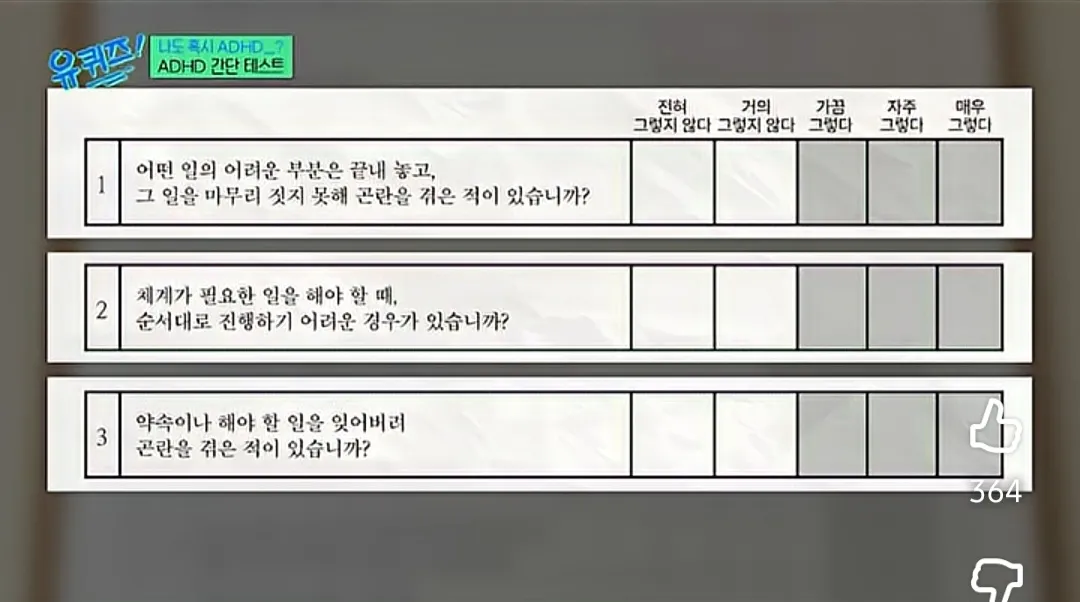  ADHD 간이 테스트2
