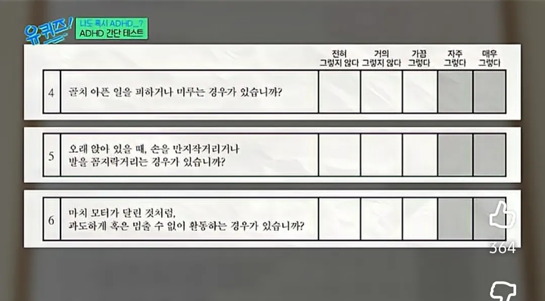  ADHD 간이 테스트3