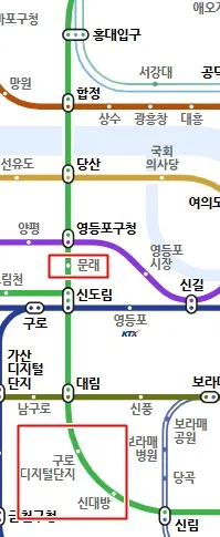 지하철역은 10개 인데 환승역 7개인 구간
